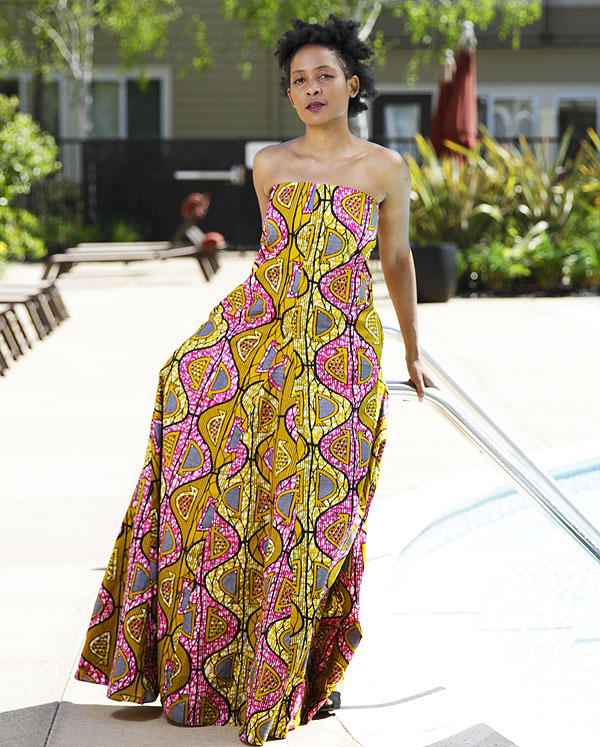 A multicolored strapless dress by Enny Ethnic
